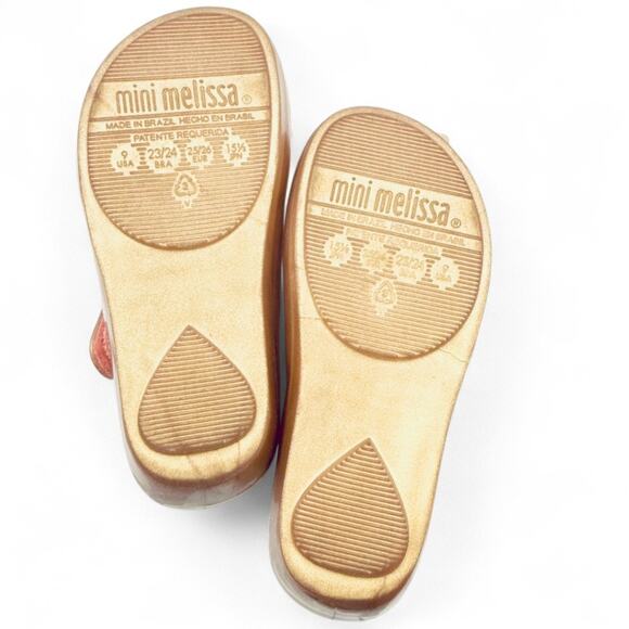 Mini Melissa Ultragirl Bow III Mary Jane Flats Girls 9 Balletcore Rose Gold Pink - Picture 5 of 5